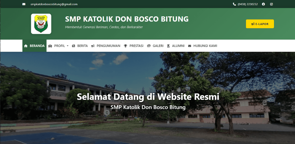 Website SMP Katolik Don Bosco Bitung